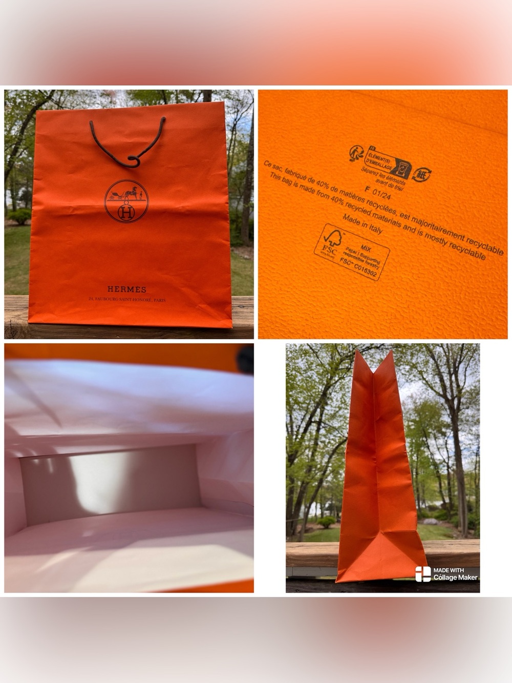 Hermes large Paper Shopping bag Approx 18.5 x 16.5 x 6.5